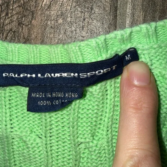 Ralph Lauren Sport Women's Lime Green V-Neck Sweater Medium - Picture 3 of 4